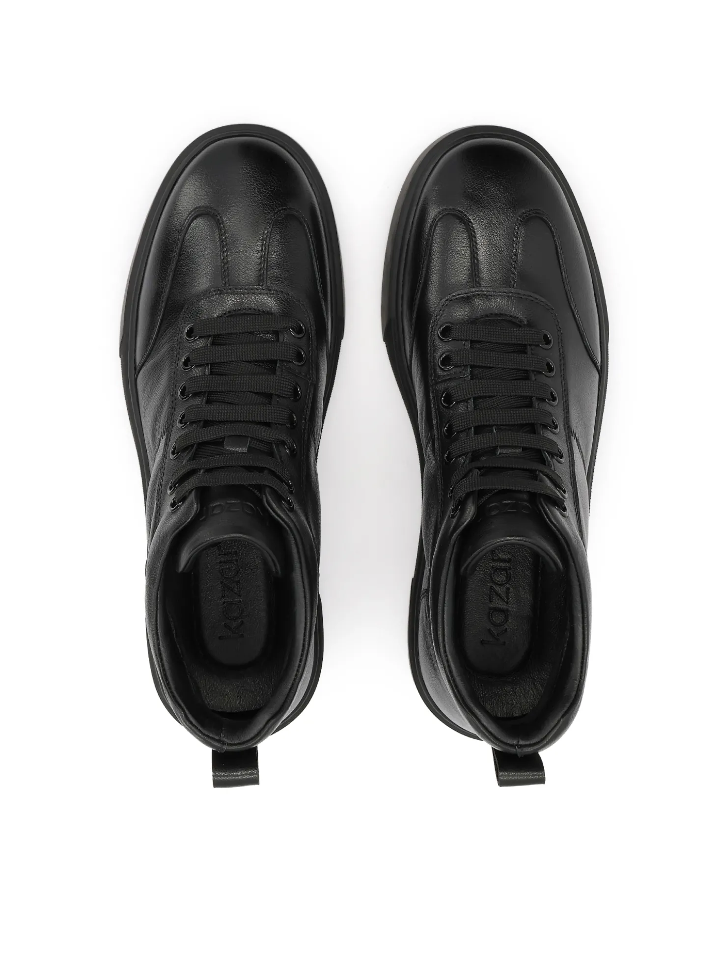 Czarne sznurowane sneakersy ze skóry