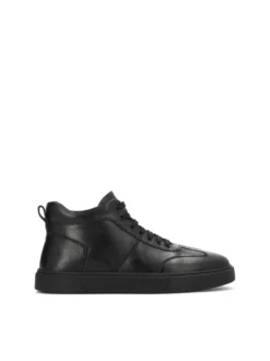 Czarne sznurowane sneakersy ze skóry