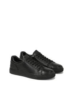 Czarne sznurowane sneakersy ze skóry