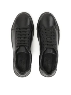 Czarne sznurowane sneakersy ze skóry