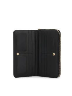 Czarny portfel ze skóry w elegancki wzór