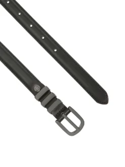 Czarny wąski pasek z klamrą gun metal