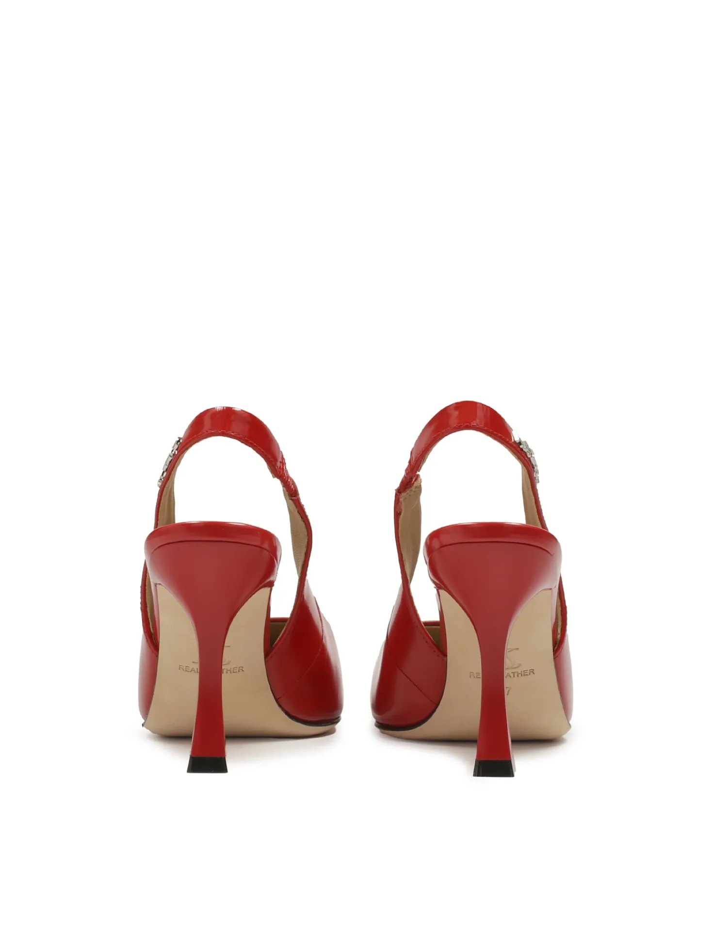 Czerwone czółenka slingback na kielichowym obcasie