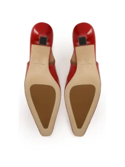 Czerwone czółenka slingback na kielichowym obcasie