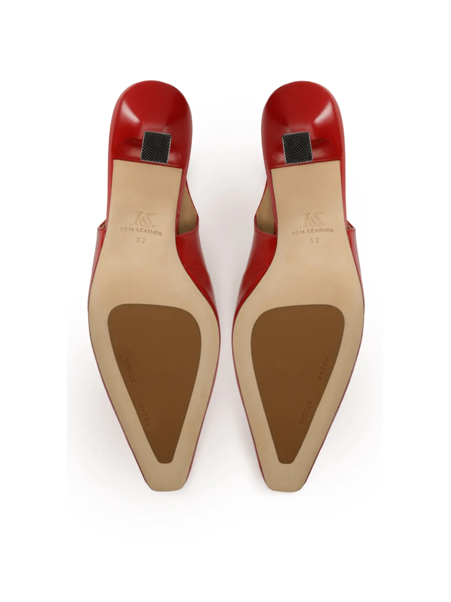 Czerwone czółenka slingback na kielichowym obcasie