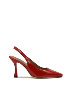 Czerwone czółenka slingback na kielichowym obcasie