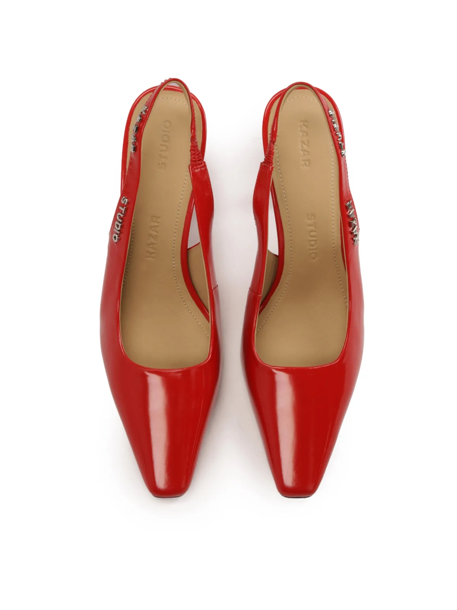 Czerwone czółenka slingback na kielichowym obcasie