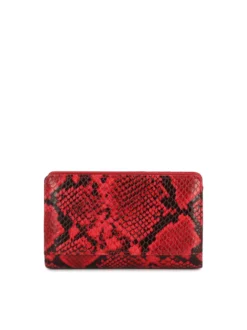 Czerwony portfel ze skóry tłoczonej we wzór snake print