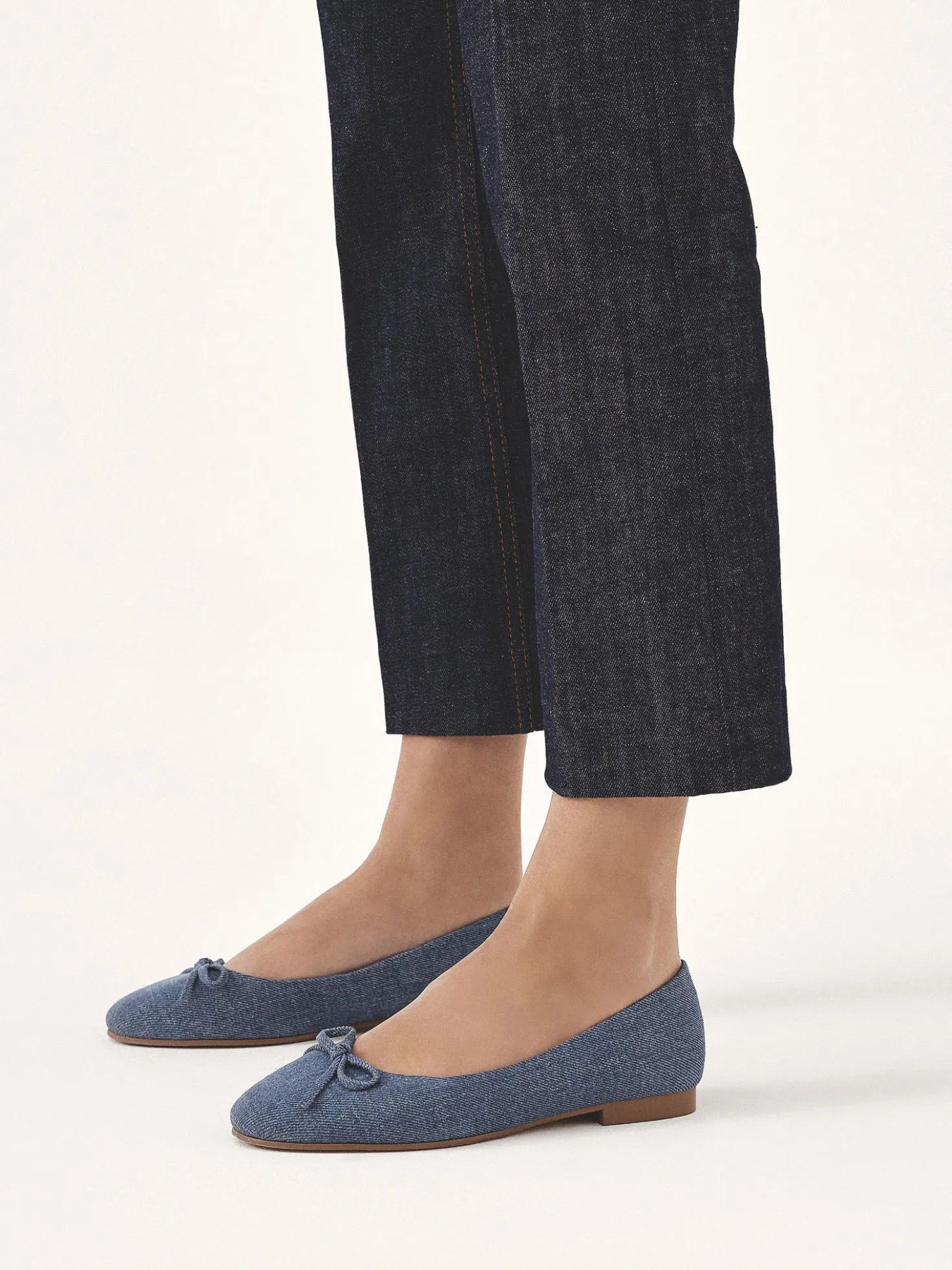 Denimowe baleriny z kokardką