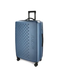 Duża niebieska walizka w monogramy