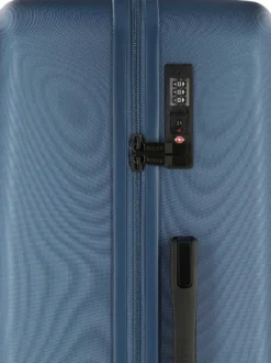 Duża niebieska walizka w monogramy