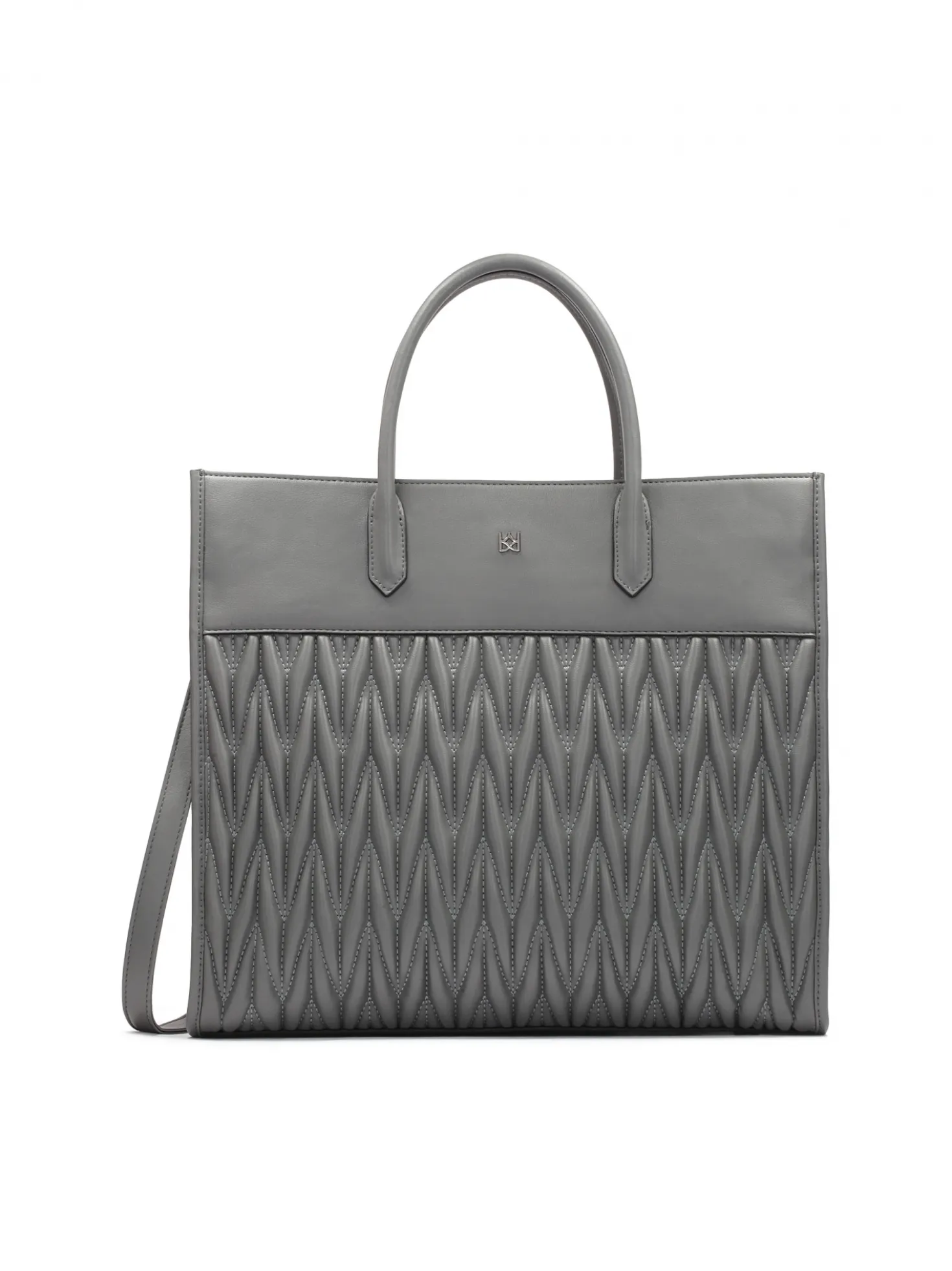 Duża szara torebka z uchwytami i pikowanym korpusem