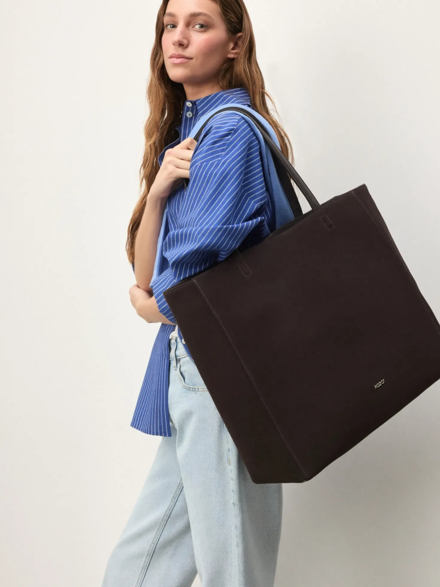 Duża torebka shopper z zamszu