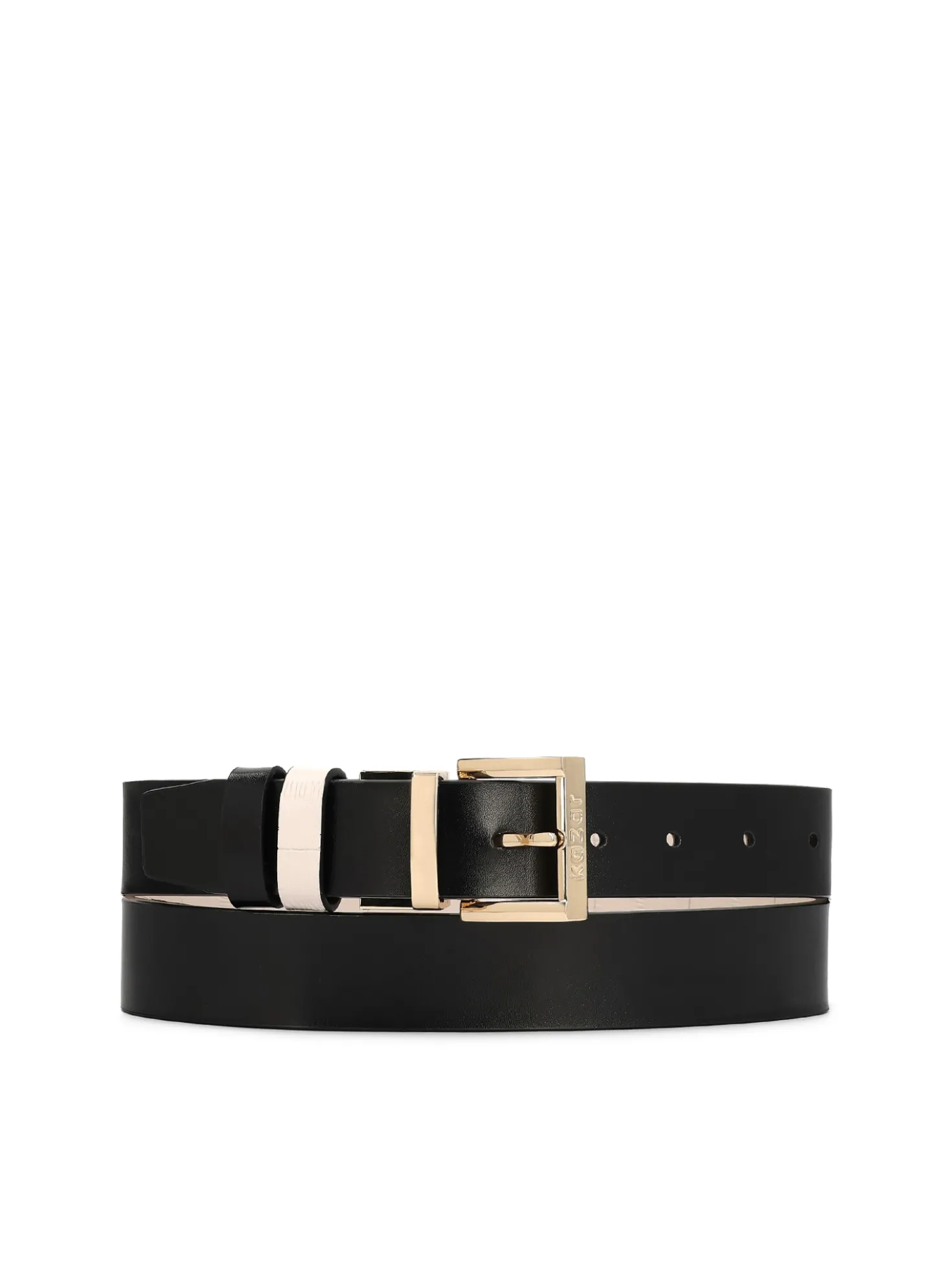Dwustronny pasek ze skóry z metalową klamrą