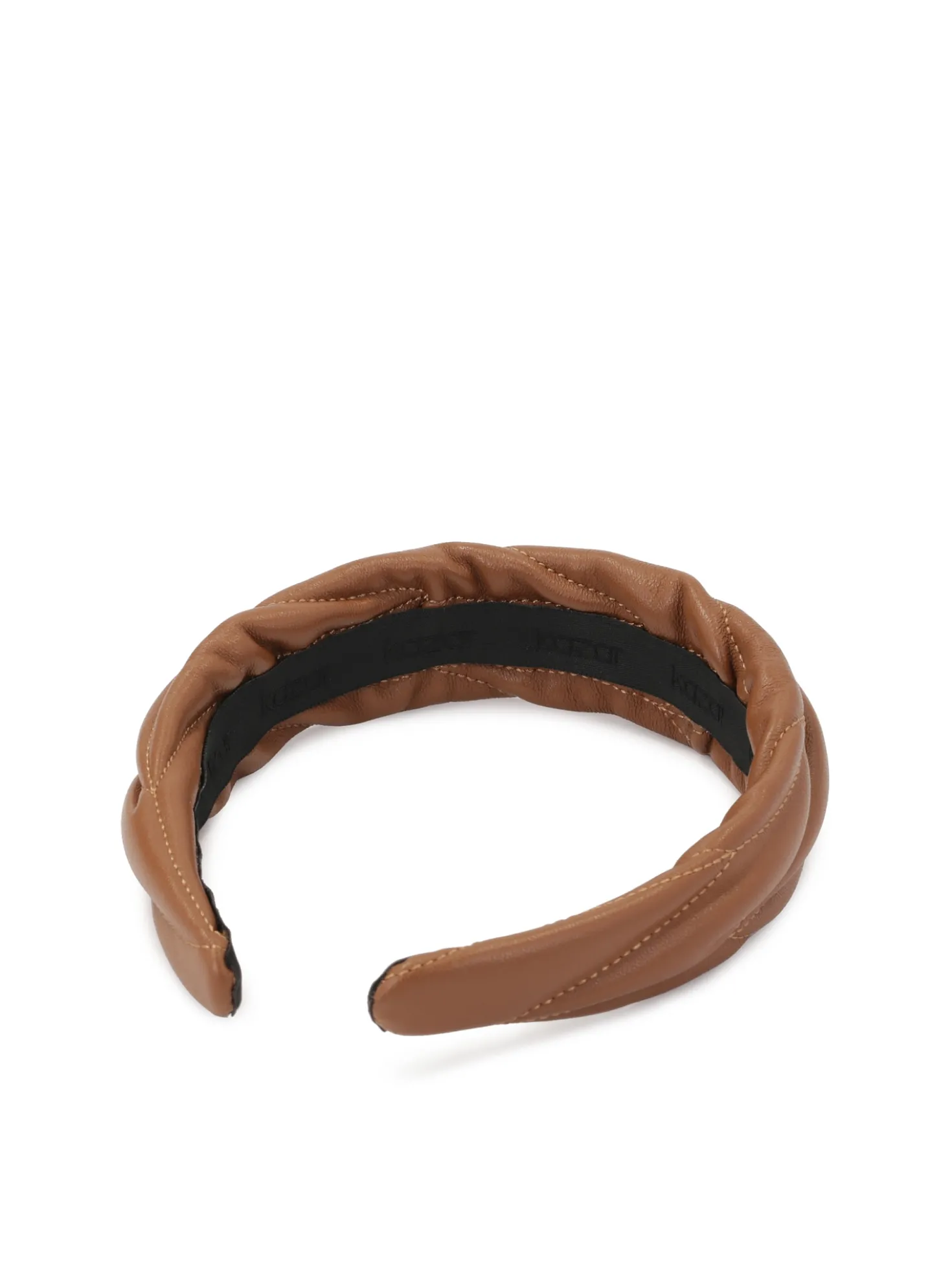 Elegancka skórzana opaska do włosów z małym monogramem