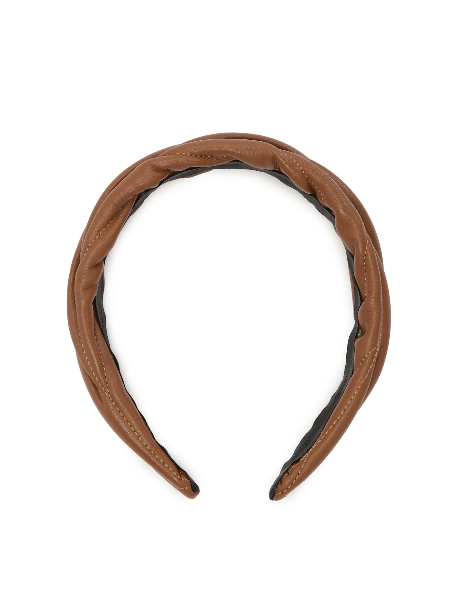 Elegancka skórzana opaska do włosów z małym monogramem
