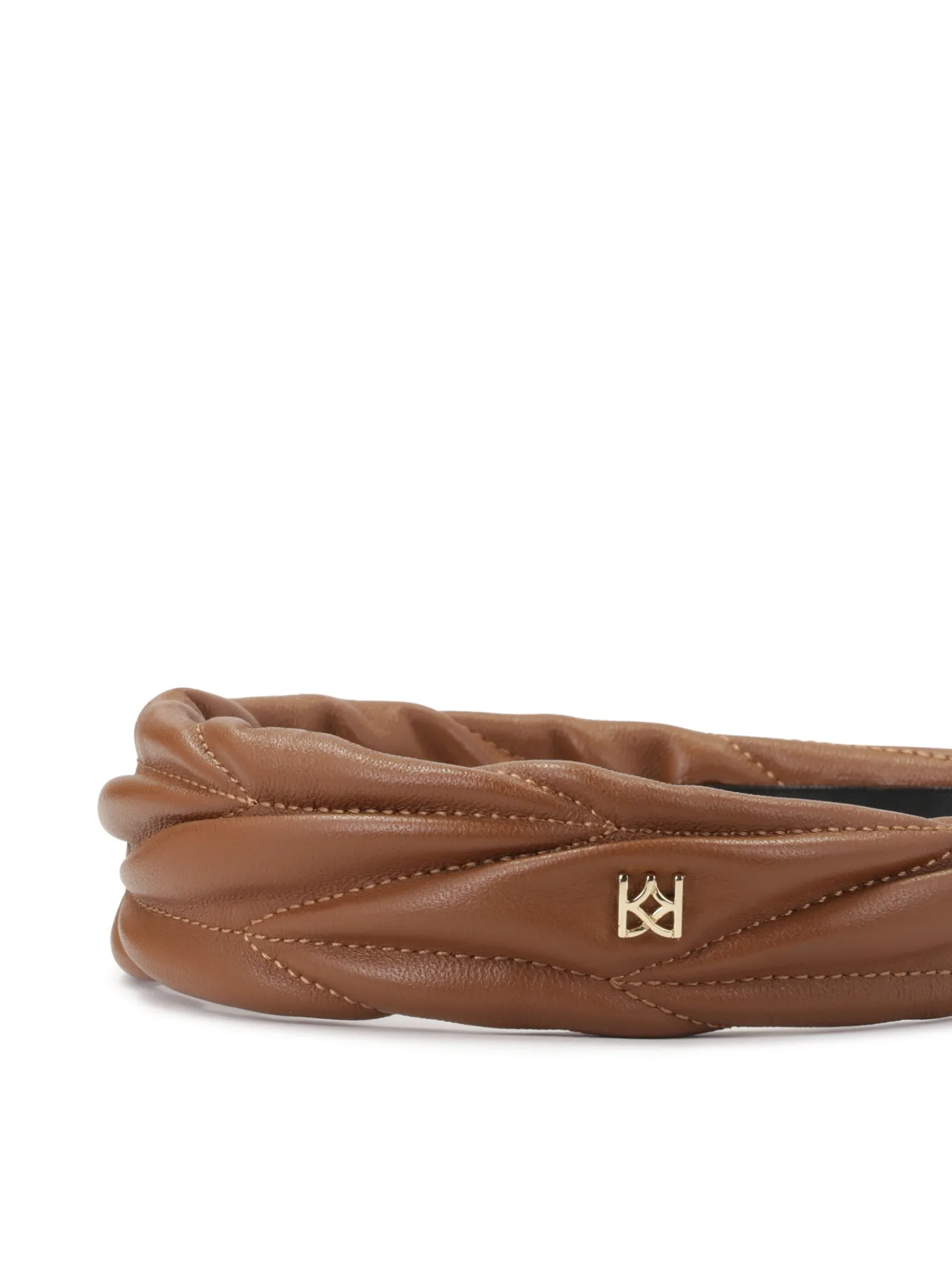 Elegancka skórzana opaska do włosów z małym monogramem