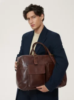 Elegancka skórzana torba podróżna z licowej skóry