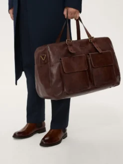 Elegancka skórzana torba podróżna z licowej skóry