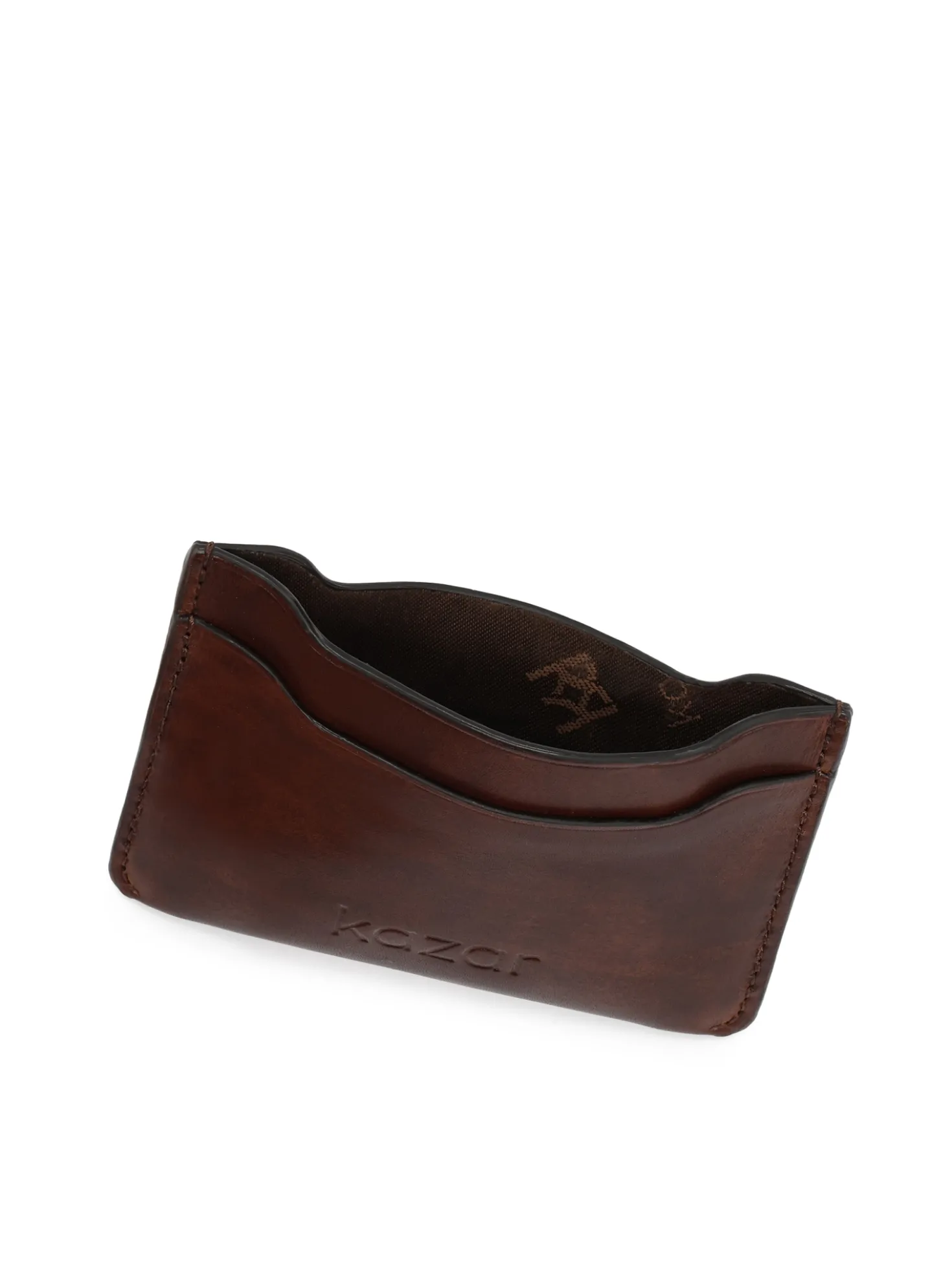 Eleganckie brązowe etui na karty z licowej skóry