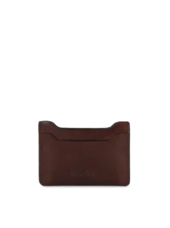 Eleganckie brązowe etui na karty z licowej skóry