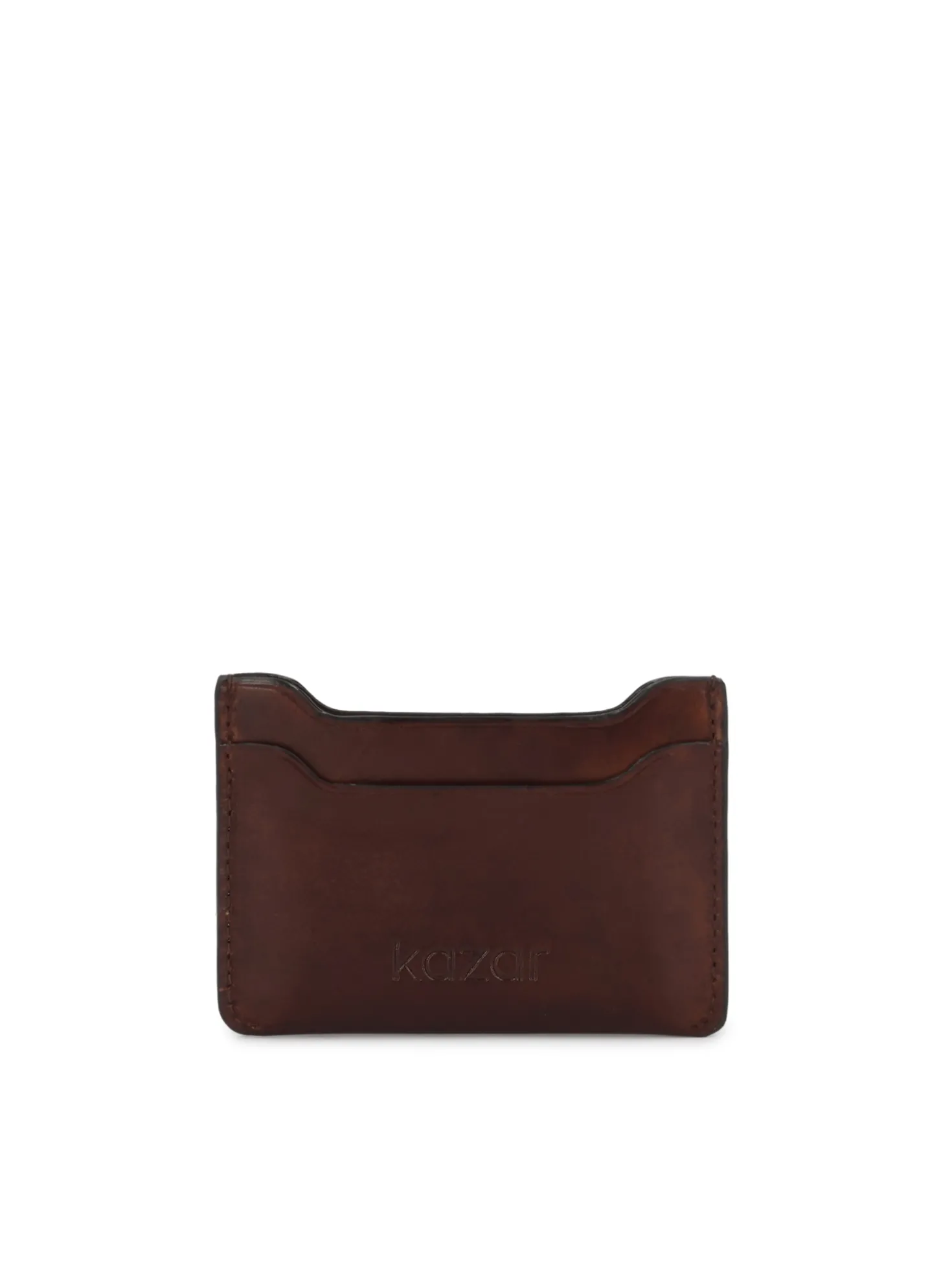 Eleganckie brązowe etui na karty z licowej skóry