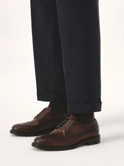 Eleganckie brązowe skórzane buty męskie typu brogue