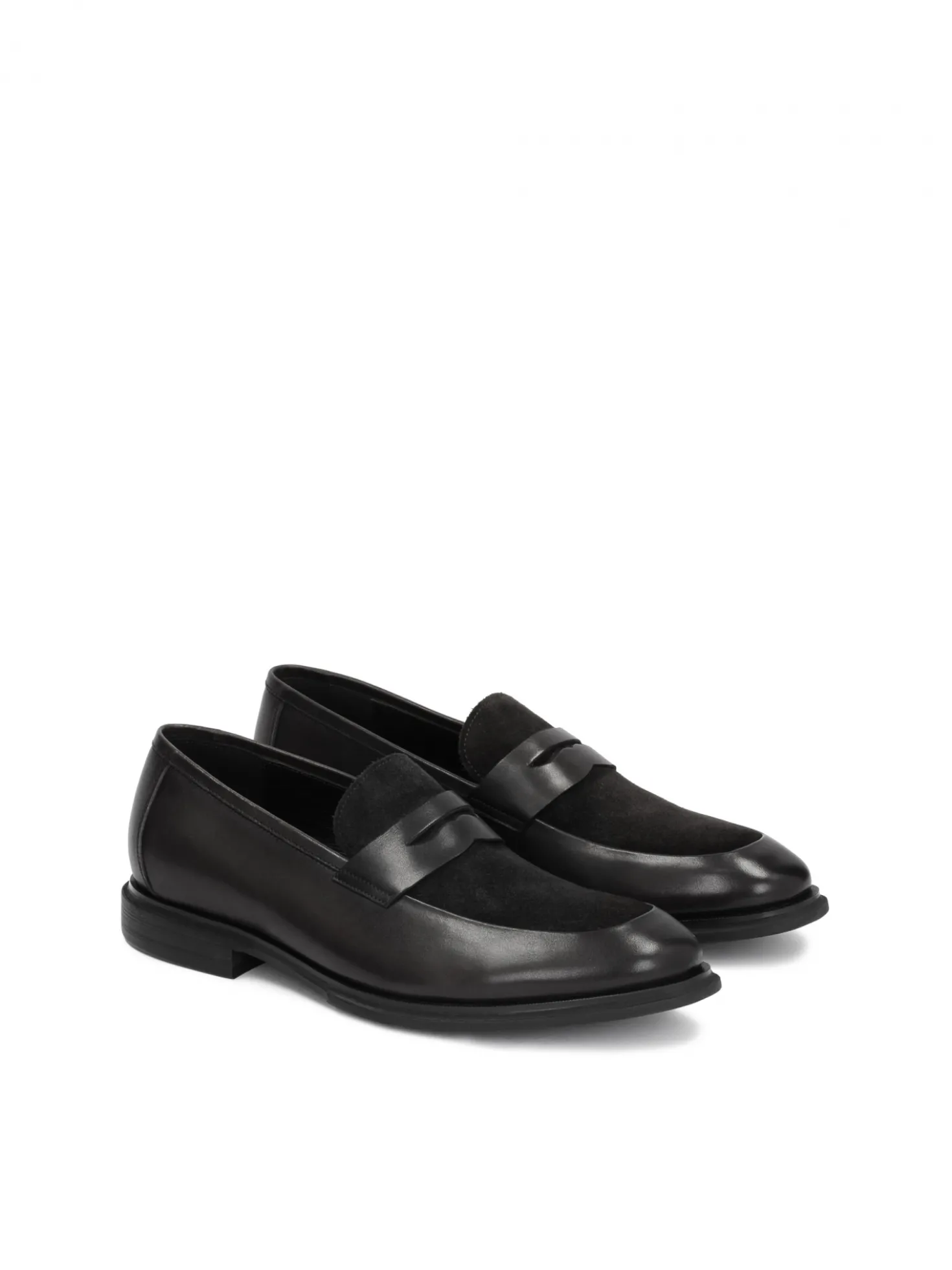 Eleganckie czarne loafersy męskie z licowej skóry i zamszu