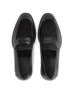 Eleganckie czarne loafersy męskie z licowej skóry i zamszu