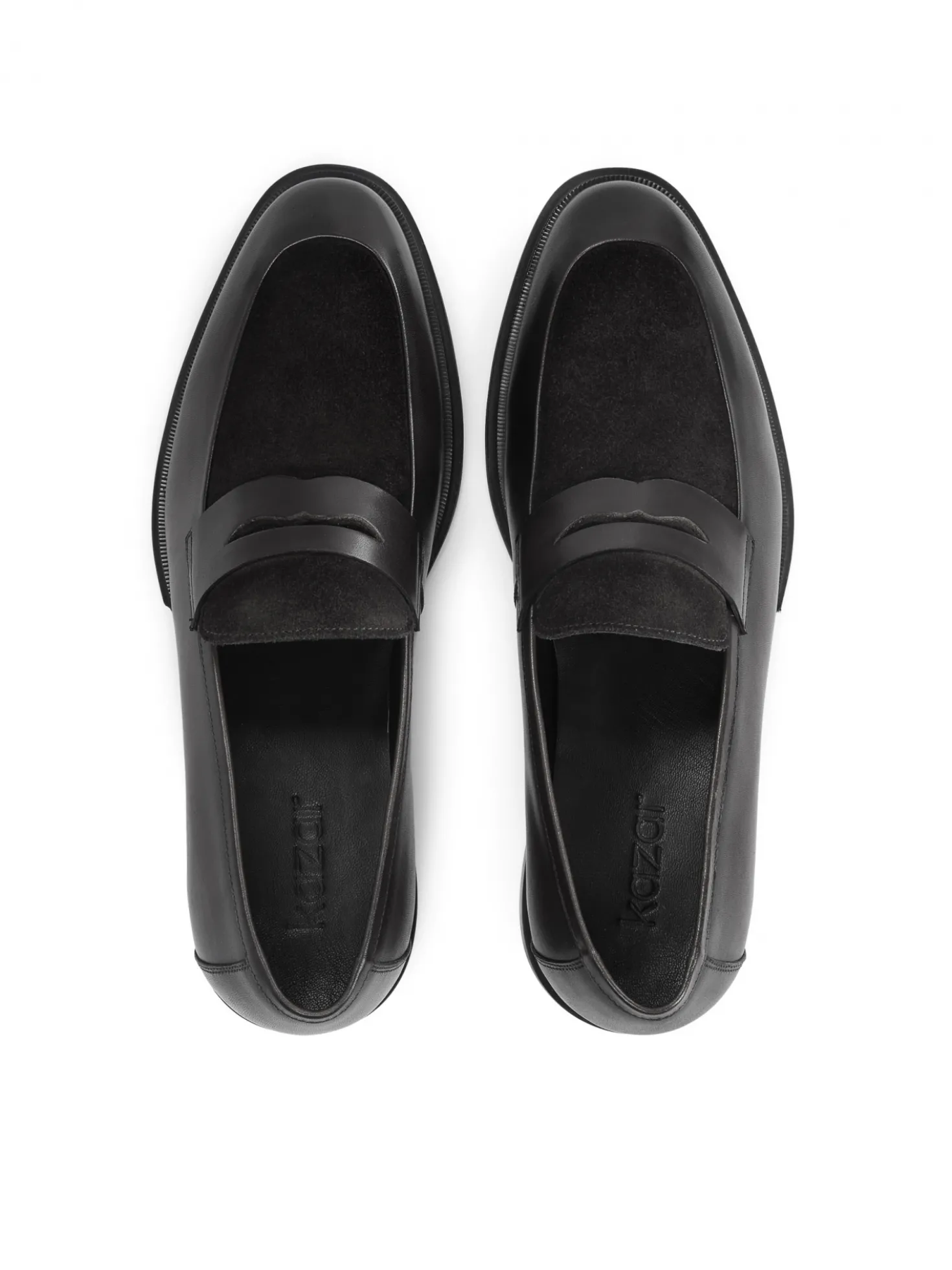 Eleganckie czarne loafersy męskie z licowej skóry i zamszu