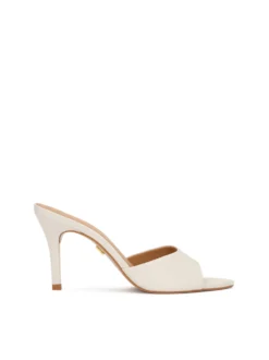 Eleganckie klapki na szpilce w kolorze off white