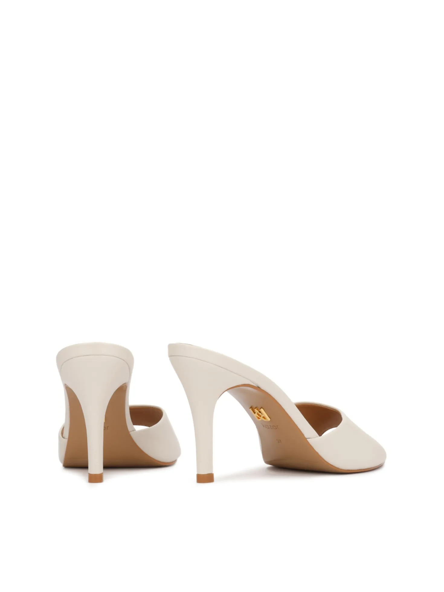 Eleganckie klapki na szpilce w kolorze off white