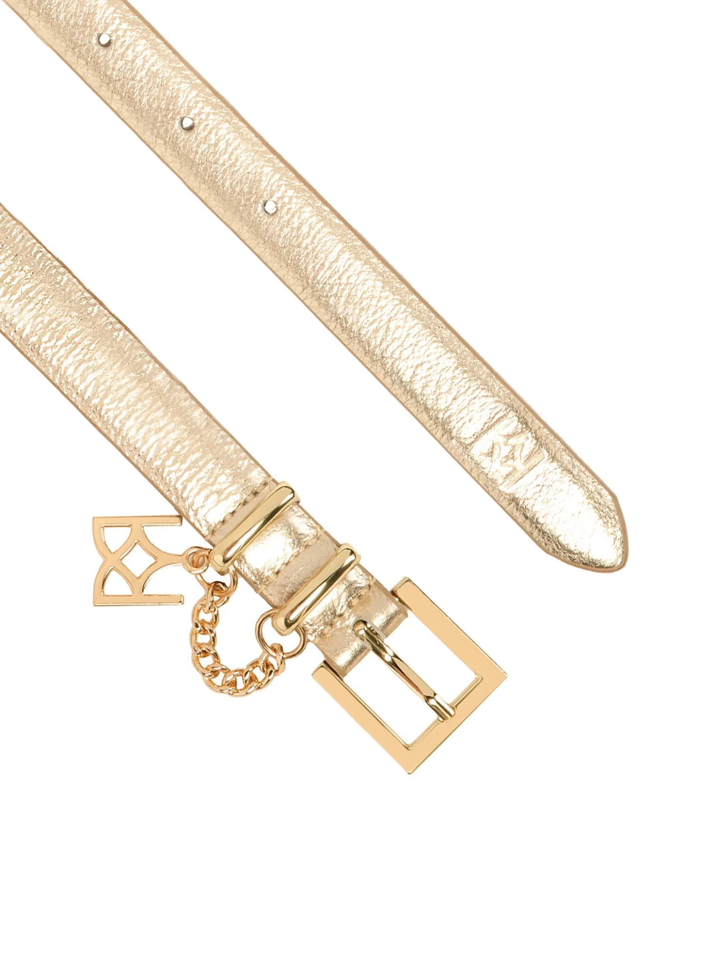 Elegancki złoty pasek z łańcuszkiem i monogramem