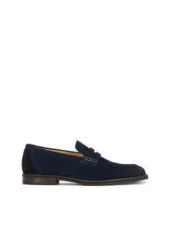 Granatowe loafersy z przecieranego zamszu