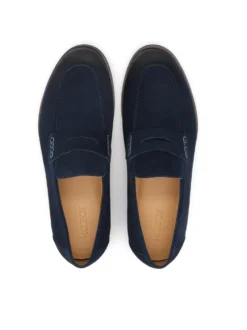 Granatowe loafersy z przecieranego zamszu