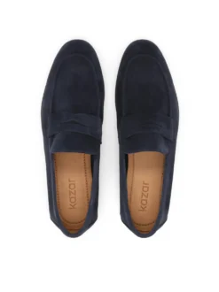 Granatowe loafersy z zamszu
