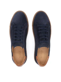 Granatowe męskie sneakersy z perforowanego zamszu
