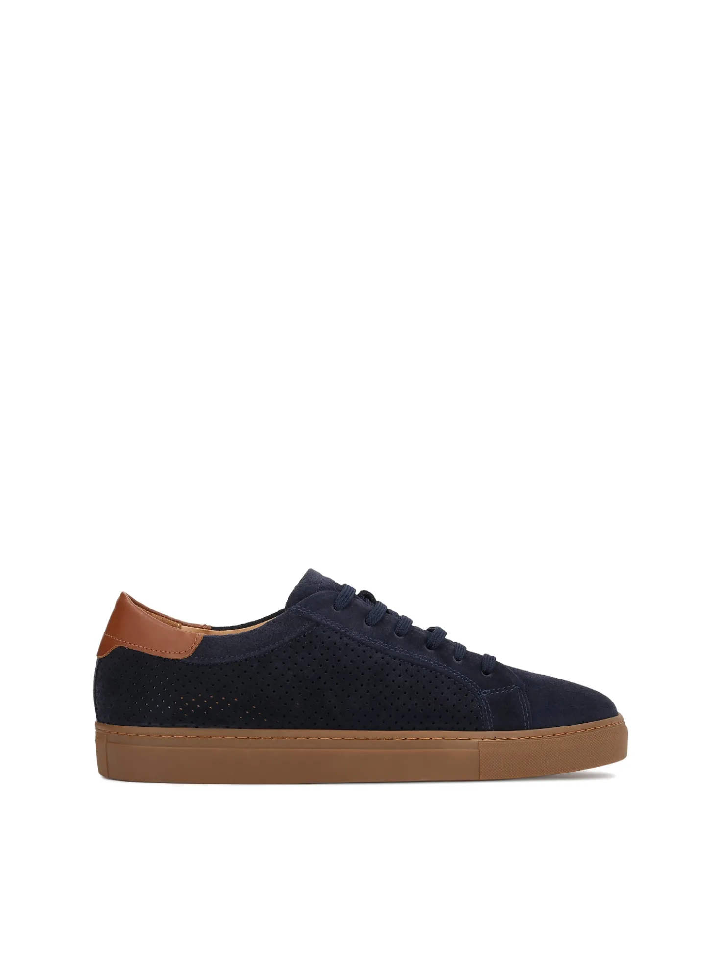 Granatowe męskie sneakersy z perforowanego zamszu
