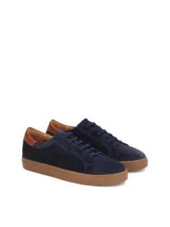 Granatowe męskie sneakersy z perforowanego zamszu