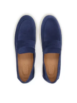 Granatowe półbuty slip on z zamszu