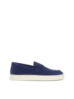 Granatowe półbuty slip on z zamszu