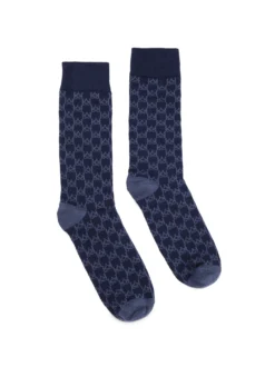 Granatowe skarpety męskie w monogramy KAZAR