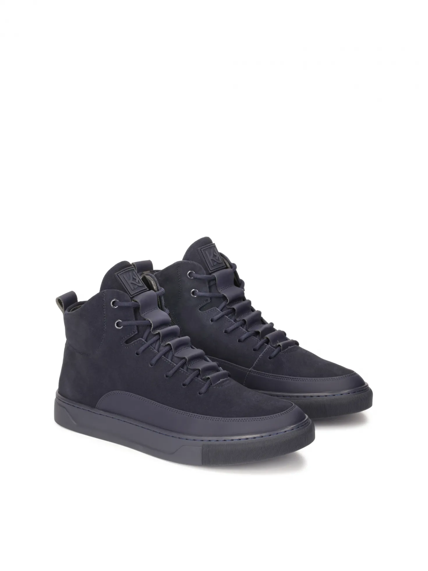 Granatowe sneakersy męskie z suwakiem i sznurowaniem