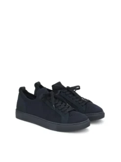 Granatowe sneakersy z tkaniny i nubuku ze ściągaczem skarpetkowym
