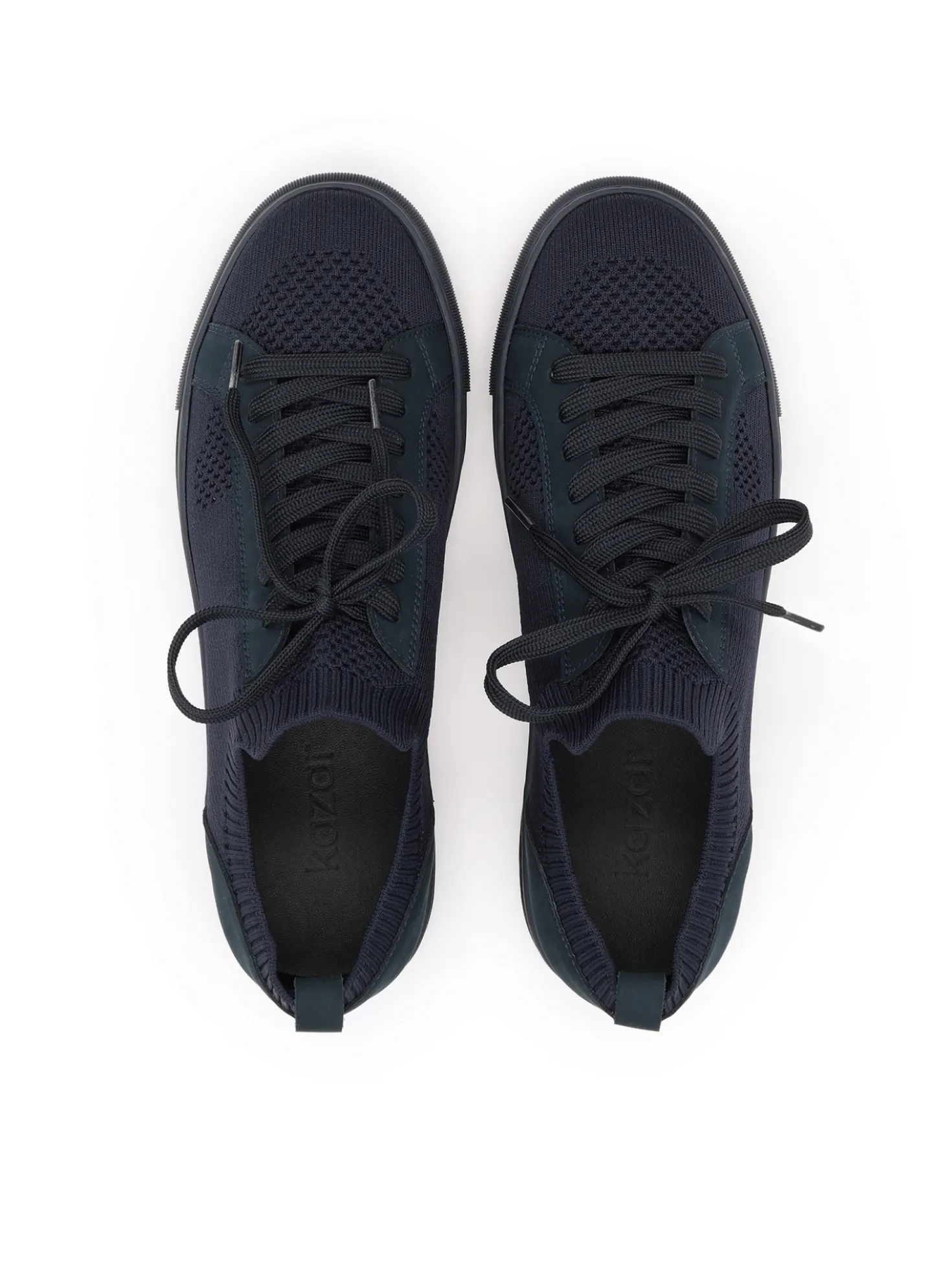 Granatowe sneakersy z tkaniny i nubuku ze ściągaczem skarpetkowym