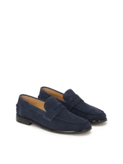 Granatowe zamszowe loafersy męskie
