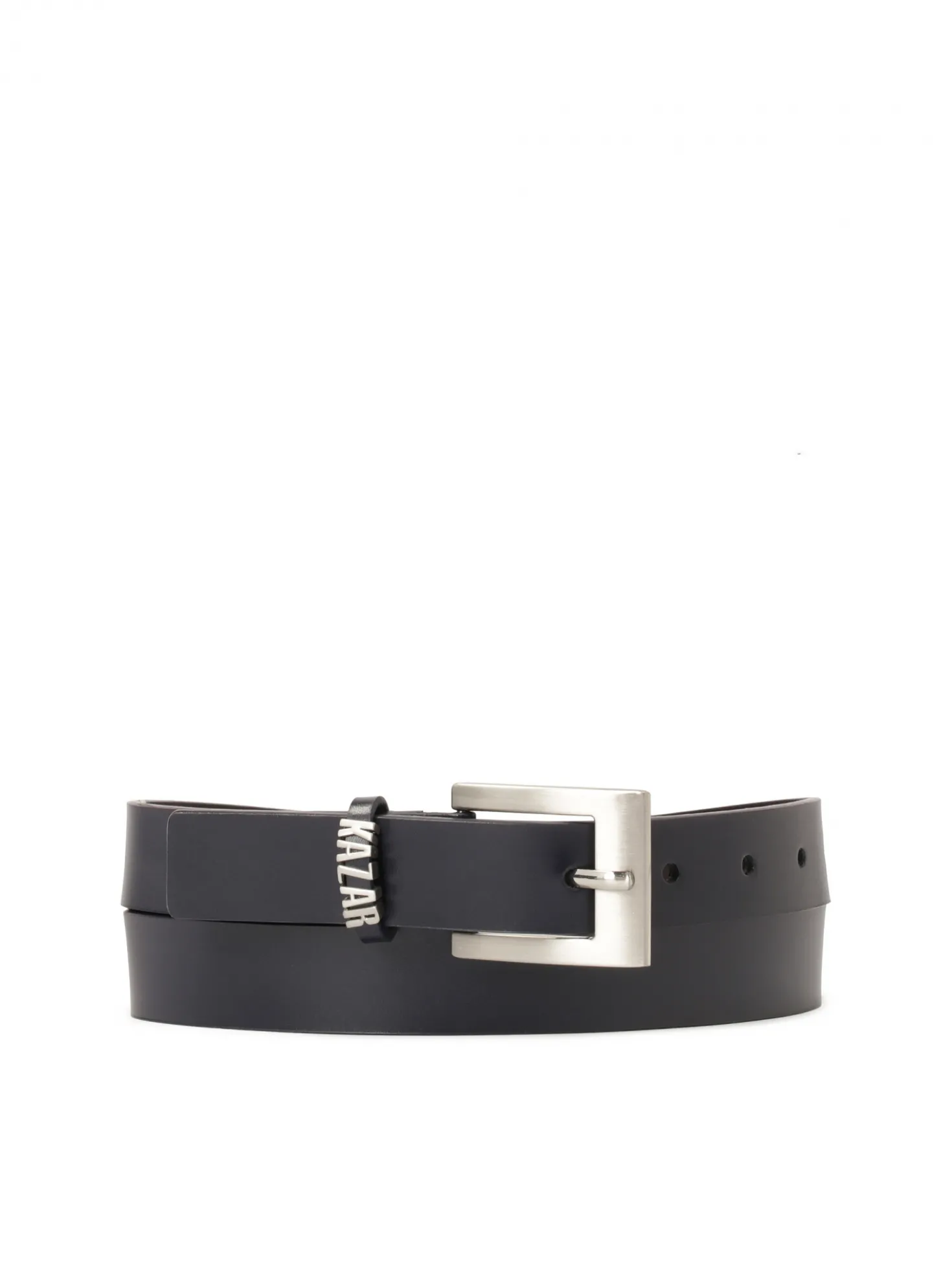 Granatowy pasek z logotypem na szlufce