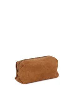Jasnobrązowa kosmetyczka z zamszu