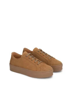 Jasnobrązowe sneakersy z naturalnego zamszu