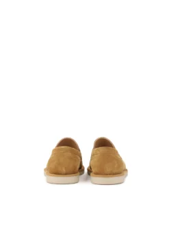Jasnobrązowe zamszowe półbuty slip-on